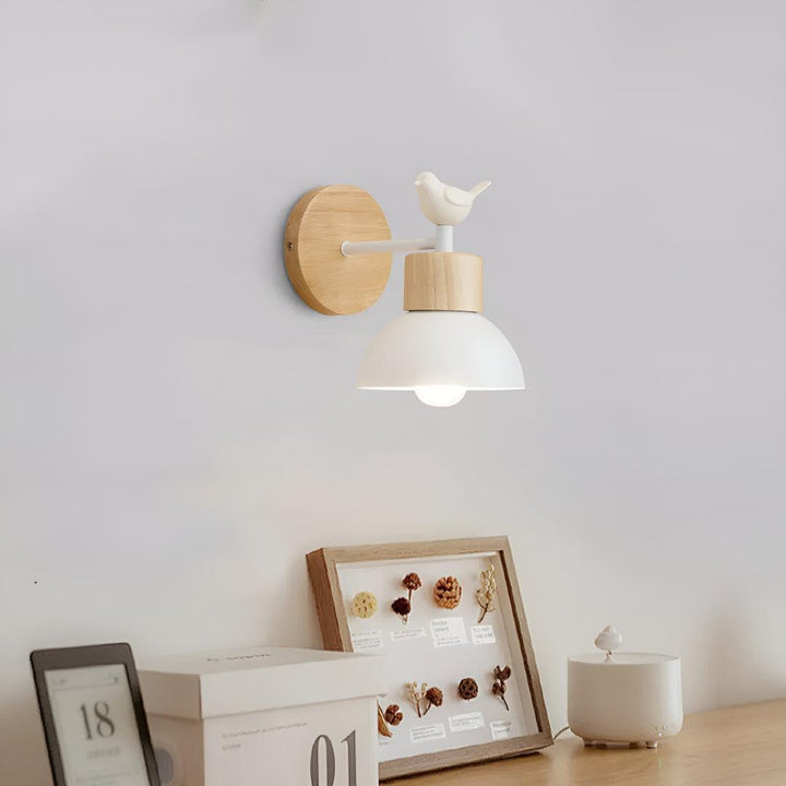 Wall Light Globe With Bird And Pull Cord Switch