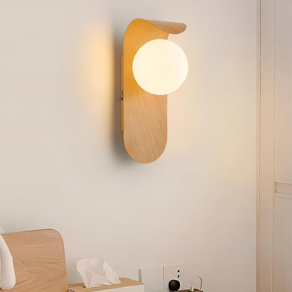 Wall Light With Curved Design And Glass Globe