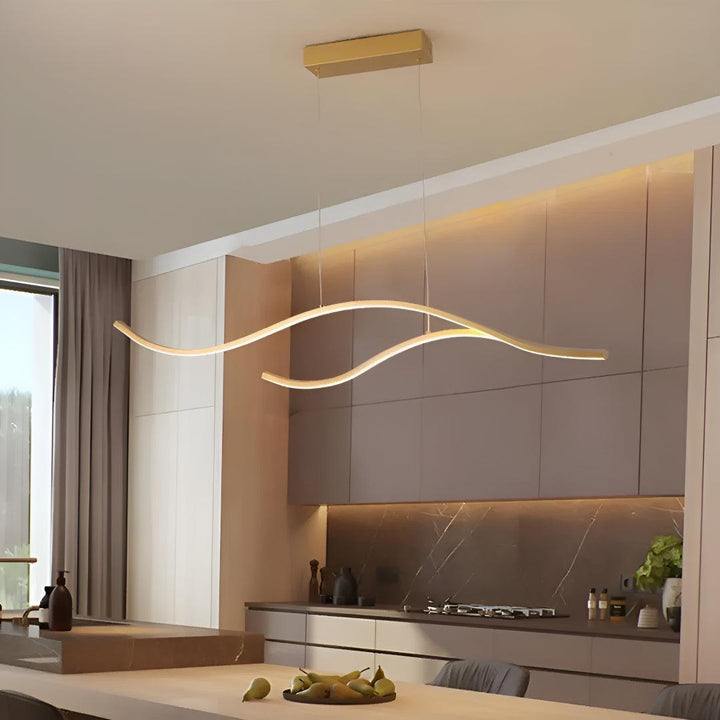 Wave Designed Linear Pendant Light For Kitchen Island