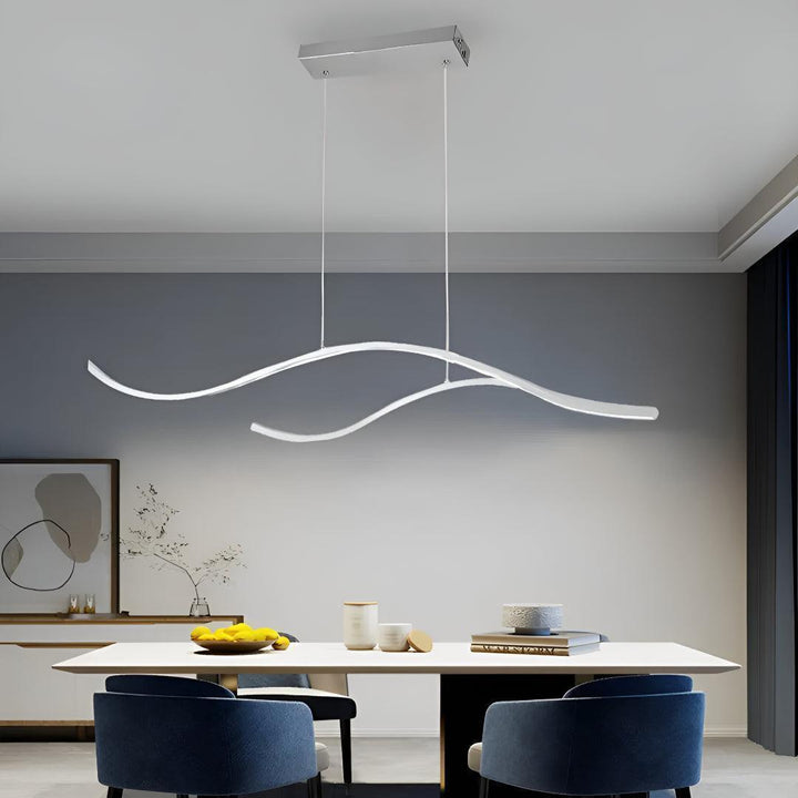 Wave Designed Linear Pendant Light For Kitchen Island