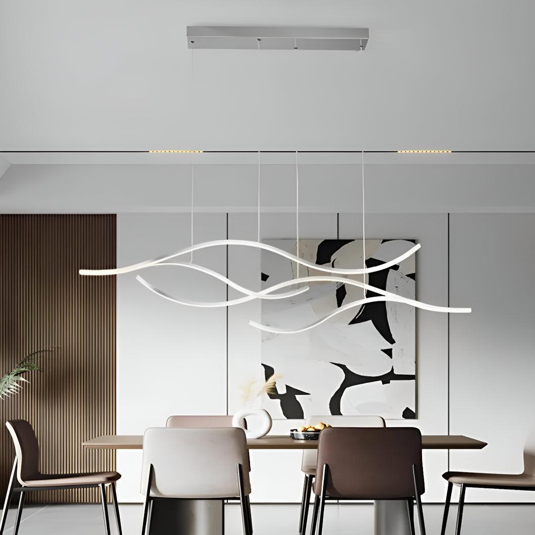 Wave Designed Linear Pendant Light For Kitchen Island