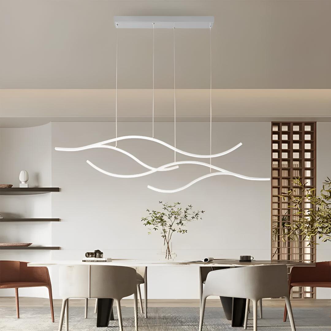 Wave Designed Linear Pendant Light For Kitchen Island
