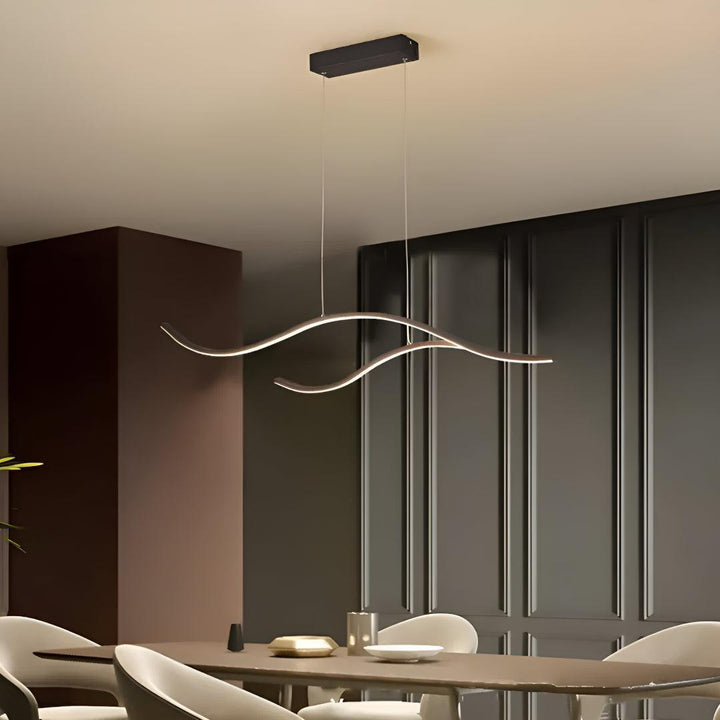 Wave Designed Linear Pendant Light For Kitchen Island
