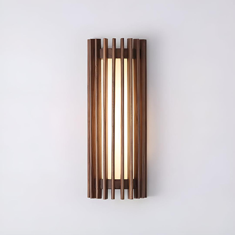 Wooden Caged Wall Light With Mid Century Style