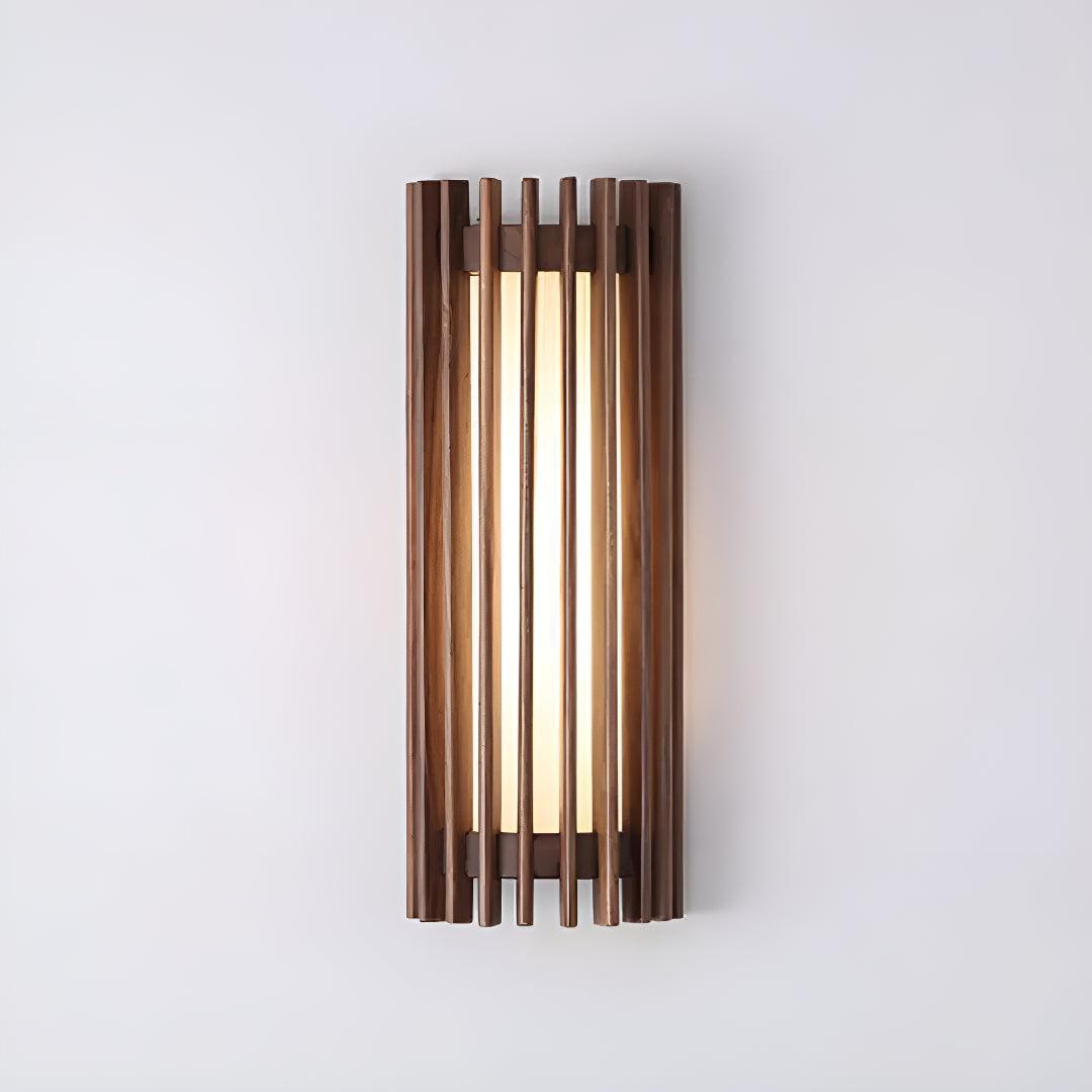 Wooden Caged Wall Light With Mid Century Style