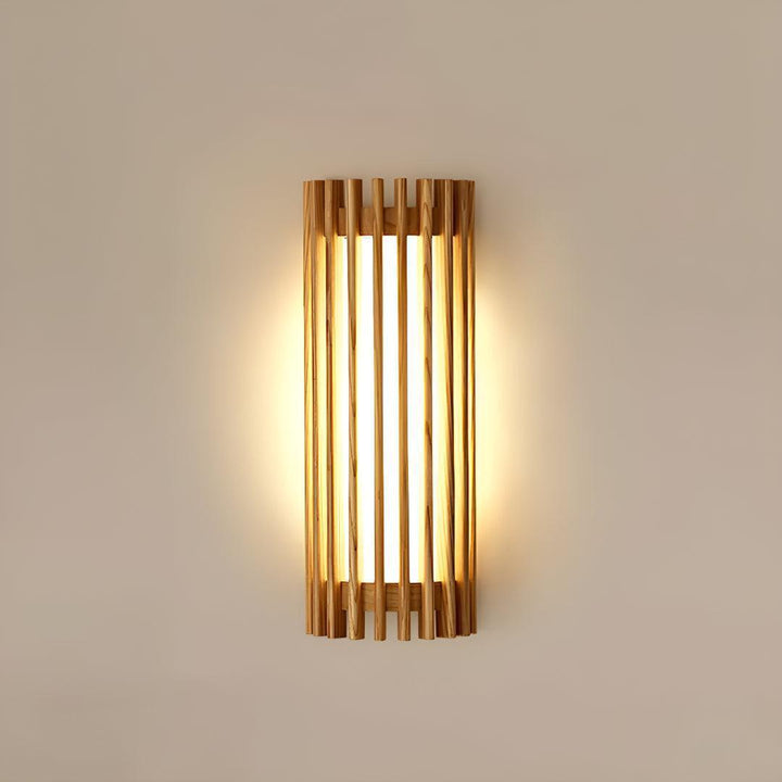 Wooden Caged Wall Light With Mid Century Style