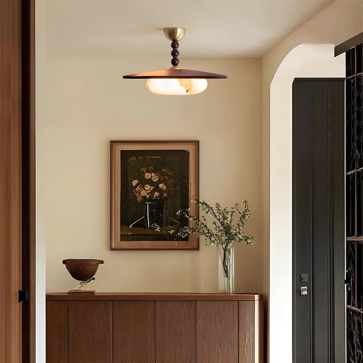 Wooden Ceiling Light With Rustic Design And Ambient Illumination