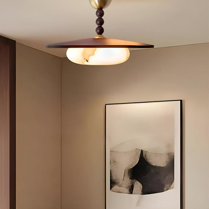 Wooden Ceiling Light With Rustic Design And Ambient Illumination