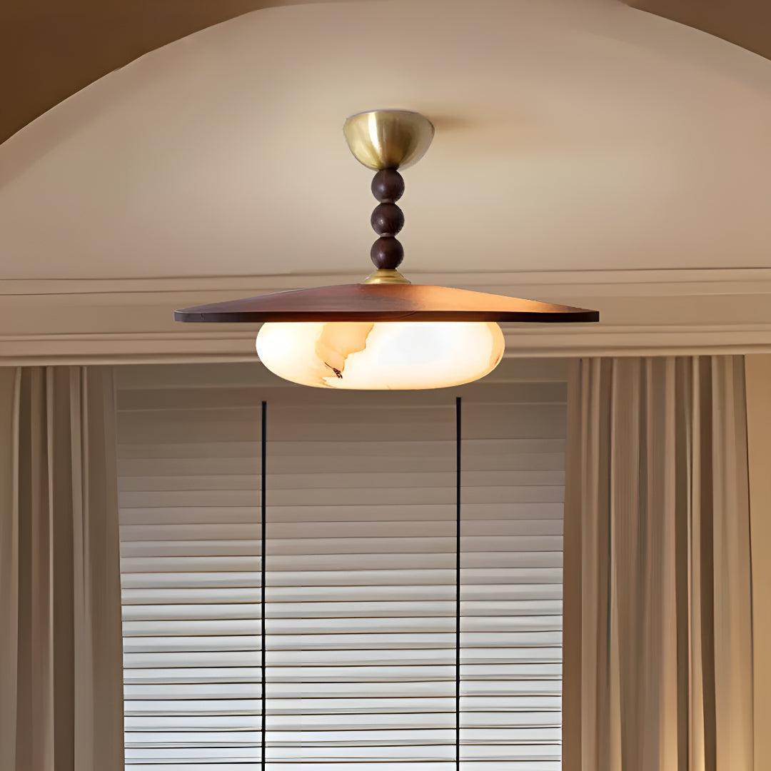 Wooden Ceiling Light With Rustic Design And Ambient Illumination