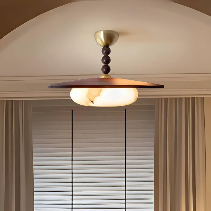 Wooden Ceiling Light With Rustic Design And Ambient Illumination